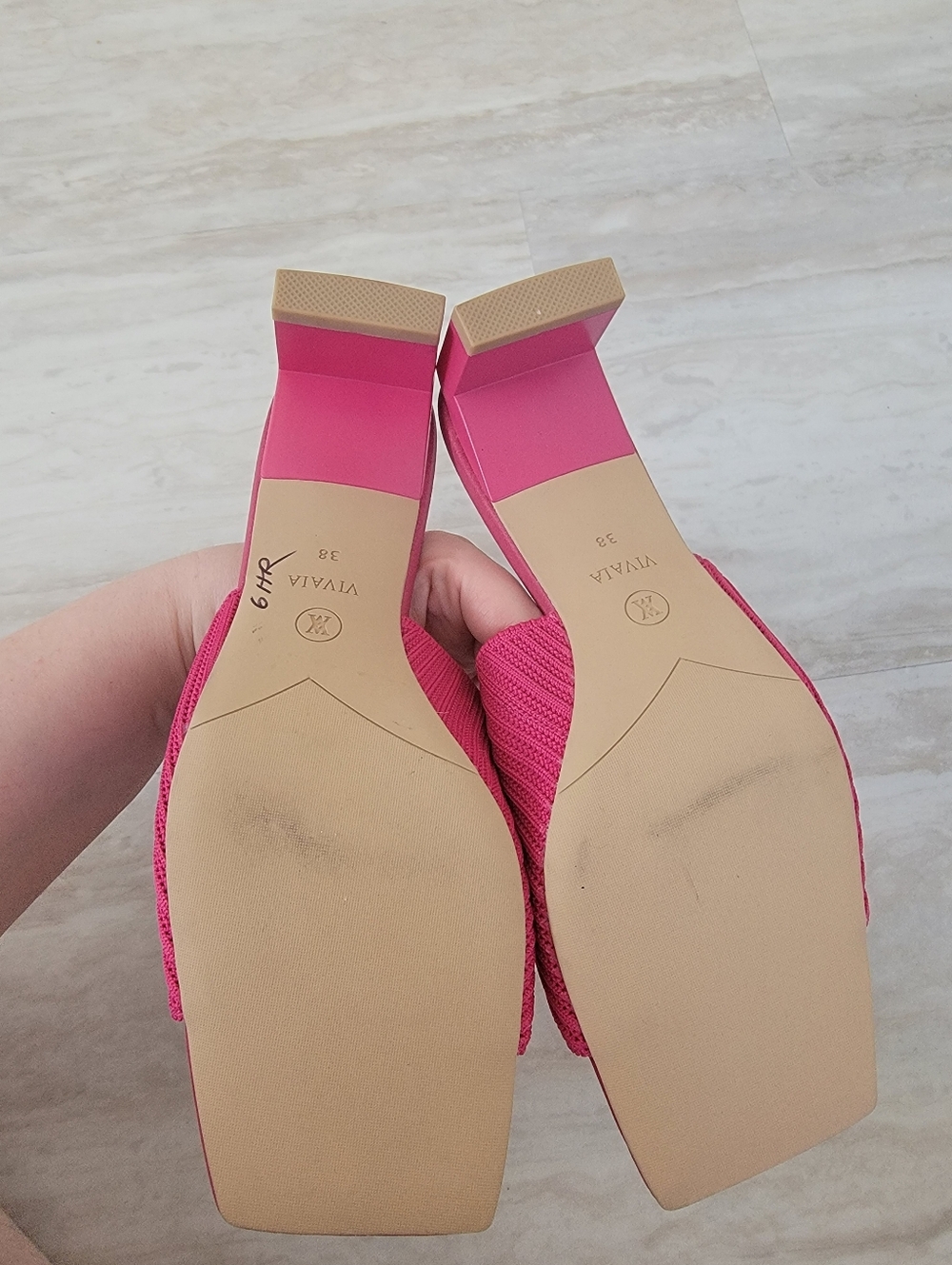 Vivaia Square Toe Block Heel Jade Pro Pink Pitaya Opeb Toe Shoe 38 - Picture 4 of 5
